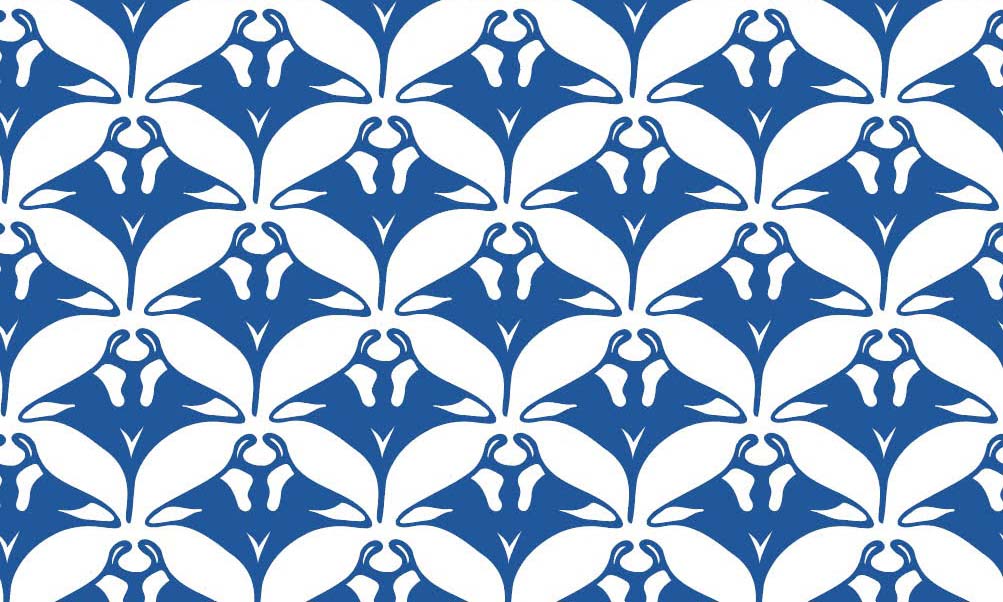 photo of a manta ray pattern, based on a block print by 3 Dotted Penguins