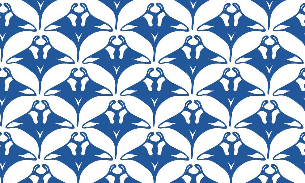 photo of a manta ray pattern, based on a block print by 3 Dotted Penguins