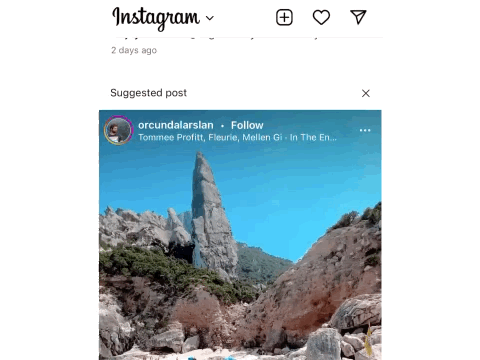 Instagram suggested posts snooze for 30 days