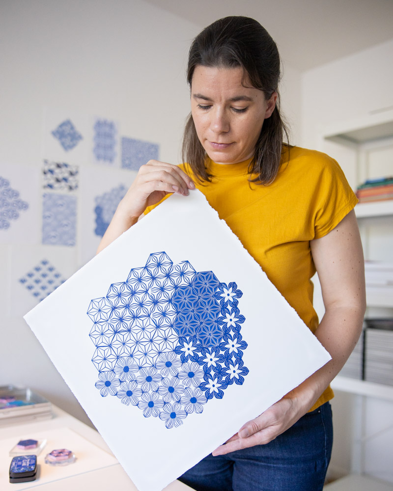 3 Dotted Penguins Ali printmaker surfacedesigner blockprinting studio